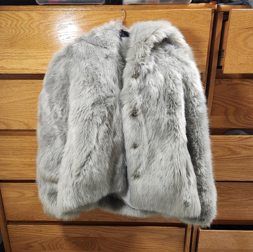 Missguided oversized fuzzy faux fur coat